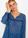 CAMAIEU Modra karirasta ohlapna bluza CAMAIEU