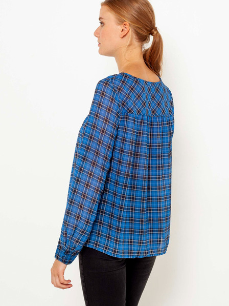 CAMAIEU Modra karirasta ohlapna bluza CAMAIEU