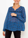 CAMAIEU Modra karirasta ohlapna bluza CAMAIEU
