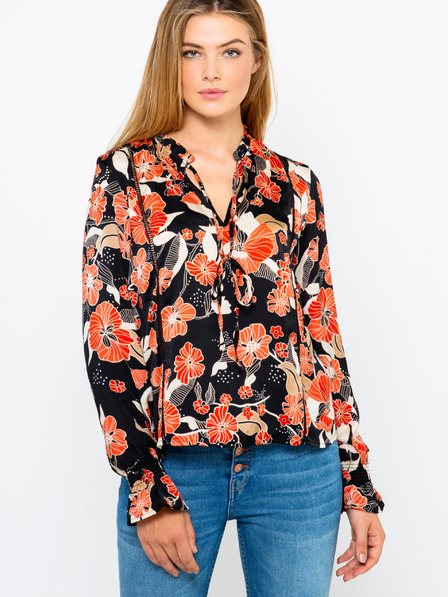 CAMAIEU Rdeče-črna cvetlična bluza CAMAIEU