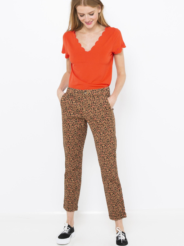 CAMAIEU Opečnate hlače z vzorcem CAMAIEU