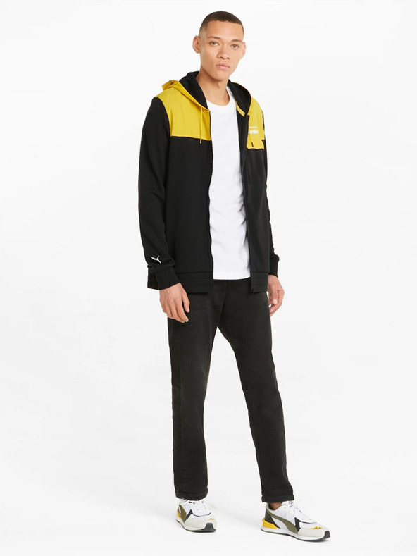 Puma Rumeno-črna moška športna majica s kapuco Puma