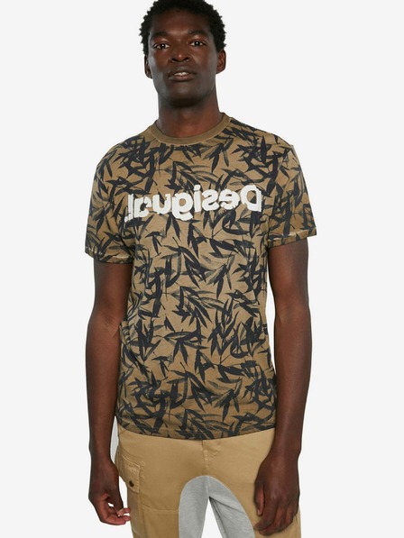 Desigual Rjava moška vzorčasta majica Desigual TS Cesarion