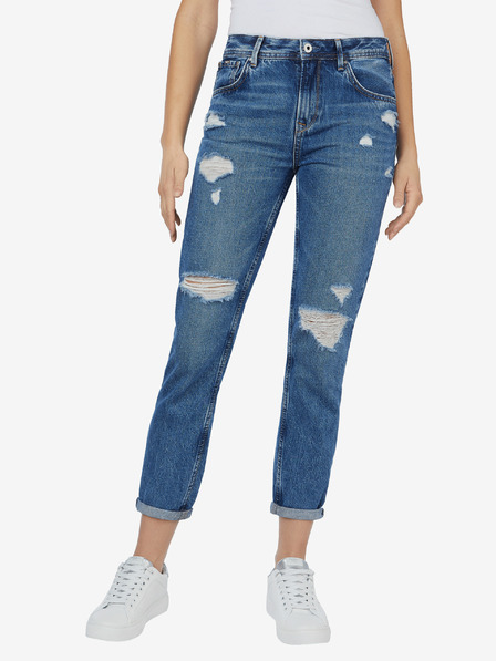 Pepe Jeans Modra Ženske strgane slim fit kavbojke Pepe Jeans Vijolična