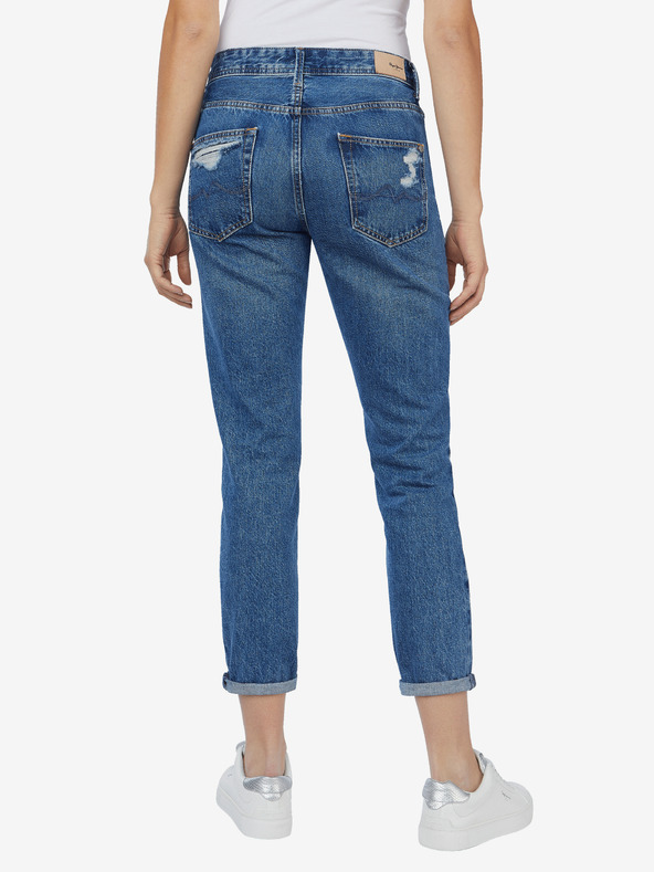 Pepe Jeans Modra Ženske strgane slim fit kavbojke Pepe Jeans Vijolična