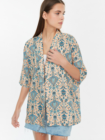 Trendyol Kimono z modrim in bež vzorcem Trendyol