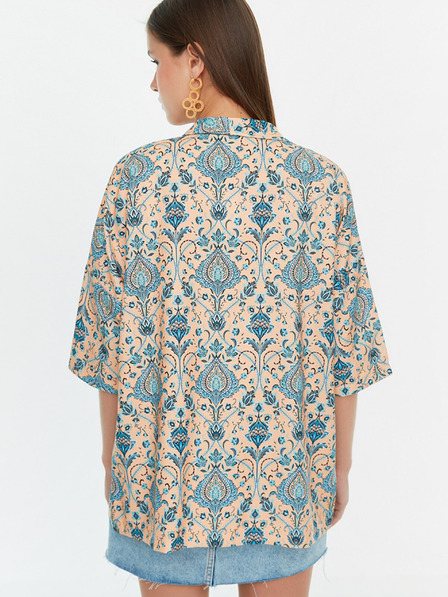 Trendyol Kimono z modrim in bež vzorcem Trendyol