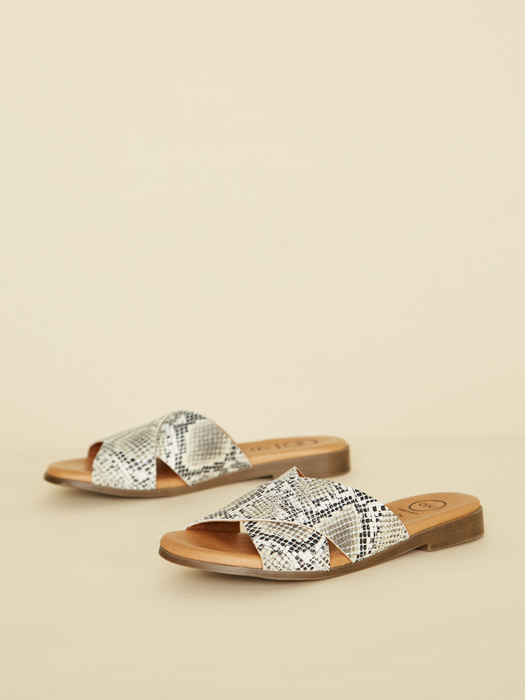 Ojju Sivi usnjeni copati s kačjim vzorcem OJJU