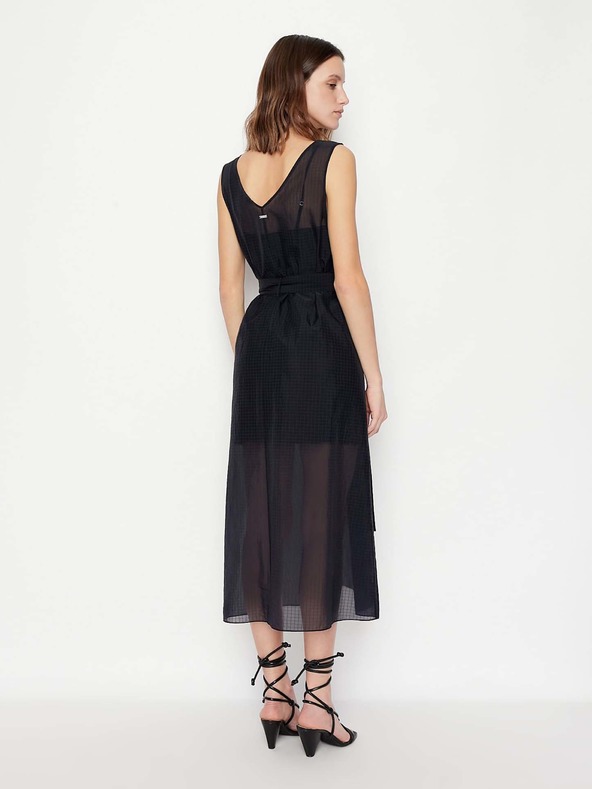 Armani Exchange Temno modra midi obleka Armani Exchange