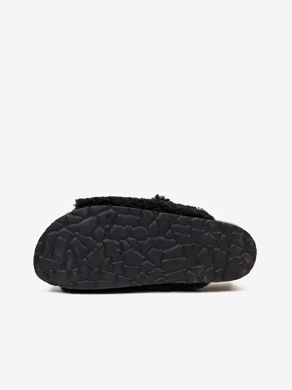 Replay Črni ženski copati iz umetnega krzna Replay