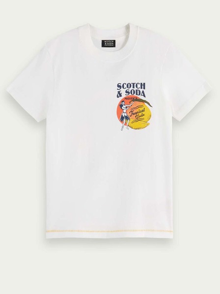 Scotch & Soda Bela fantovska majica s potiskom Scotch & Soda