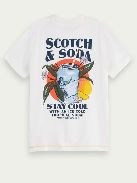 Scotch & Soda Bela fantovska majica s potiskom Scotch & Soda