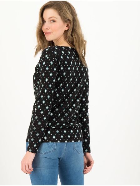 Blutsgeschwister Črna ženska majica z dolgimi rokavi Cascadella Patterned Shirt Blutsgeschwister