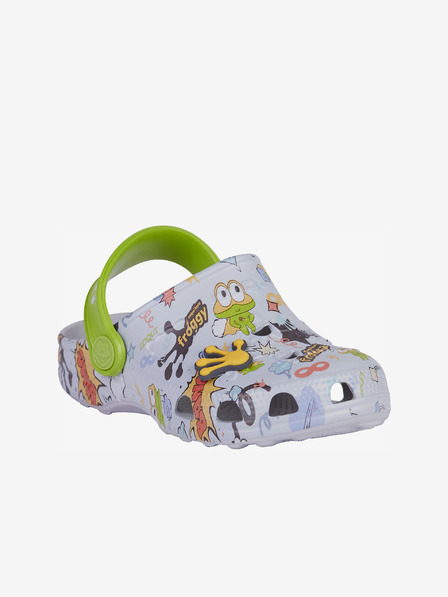 COQUI Svetlo sivi otroški copati z vzorcem Coqui Little Frog