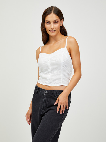 CAMAIEU Bela vzorčasto krojena majica CAMAIEU