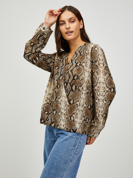 CAMAIEU Rjava vzorčasta bluza CAMAIEU