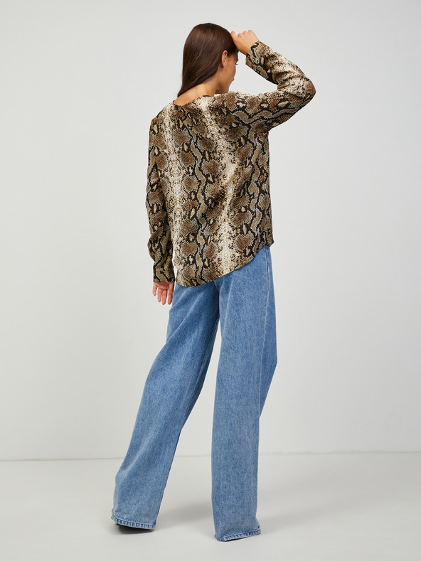 CAMAIEU Rjava vzorčasta bluza CAMAIEU