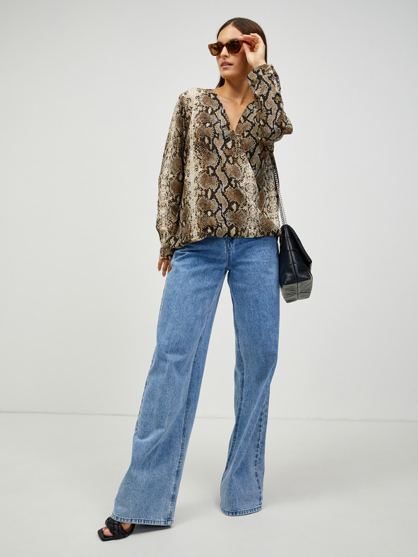 CAMAIEU Rjava vzorčasta bluza CAMAIEU