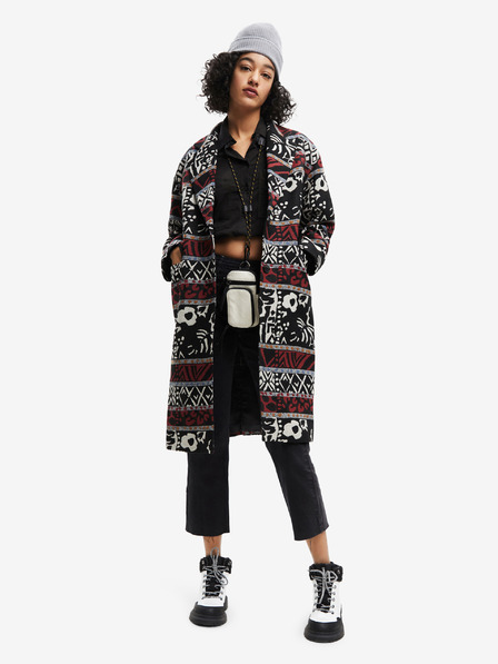 Desigual Črn ženski vzorčast plašč Desigual Dev