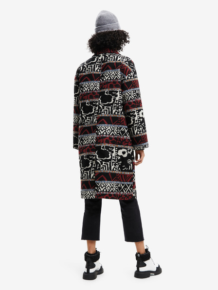 Desigual Črn ženski vzorčast plašč Desigual Dev