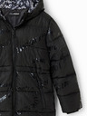 Desigual Črn dekliški zimski prešiti plašč Desigual Letters