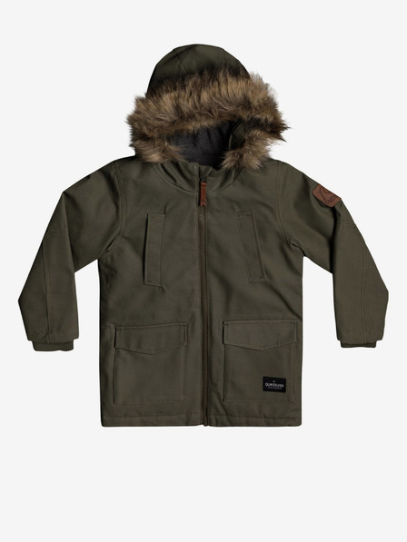 Quiksilver Kaki deška parka s kapuco in umetnim krznom Quiksilver Storm Drop