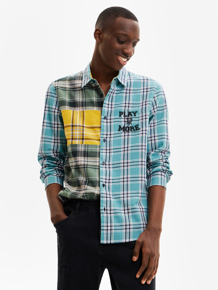 Desigual Zeleno-modra moška karirasta srajca Desigual Rod