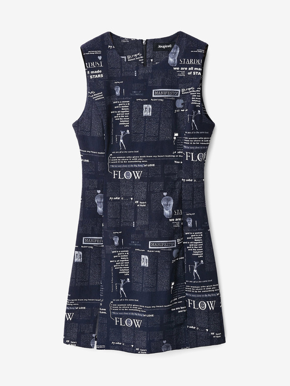 Desigual Črna ženska obleka Desigual Lea z vzorcem