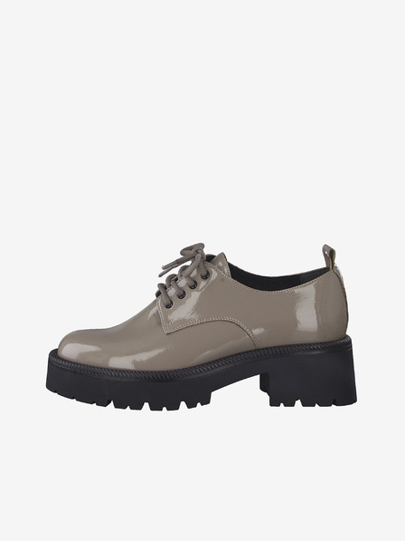 Tamaris Svetlo rjavi bleščeči čevlji s peto Tamaris