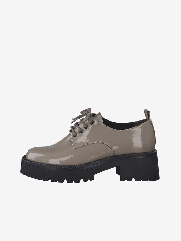 Tamaris Svetlo rjavi bleščeči čevlji s peto Tamaris