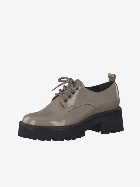 Tamaris Svetlo rjavi bleščeči čevlji s peto Tamaris