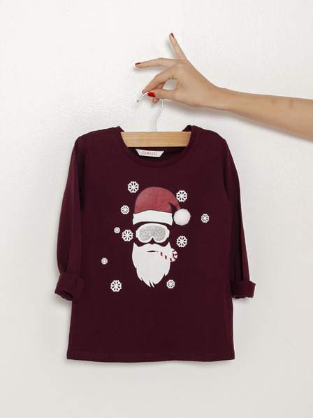 CAMAIEU Bordo dekliška majica z božičnim motivom CAMAIEU