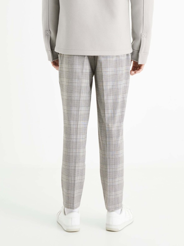 Celio Sive moške kariraste krojene hlače Celio 24H Avocheck