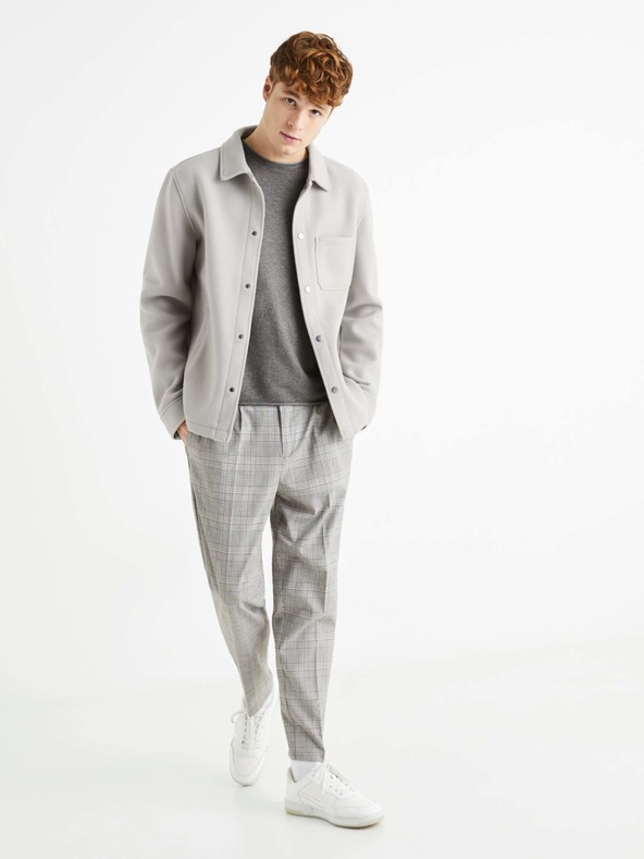 Celio Sive moške kariraste krojene hlače Celio 24H Avocheck