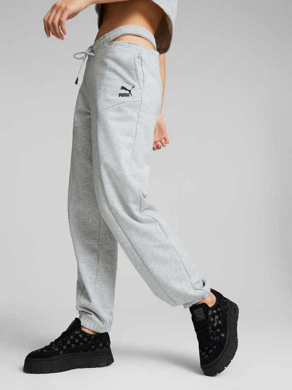 Puma Svetlo sive ženske puma trenirke z razporki