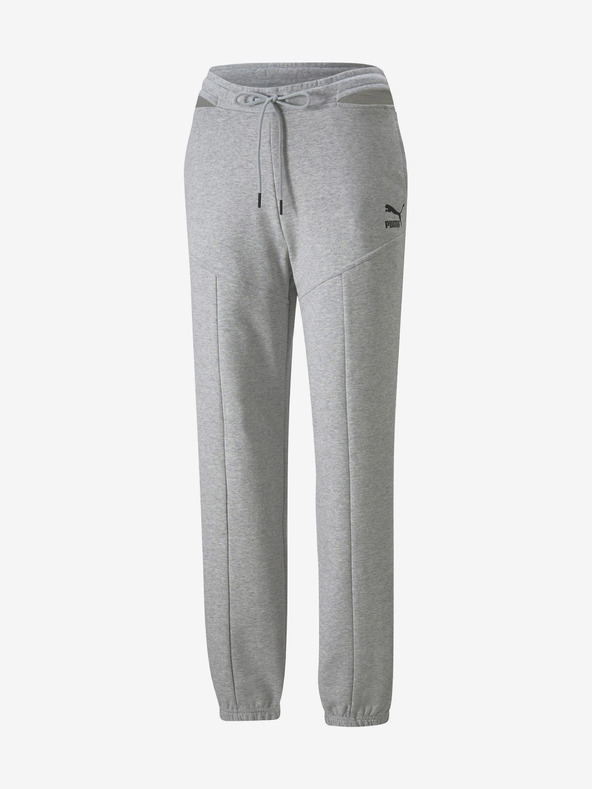 Puma Svetlo sive ženske puma trenirke z razporki