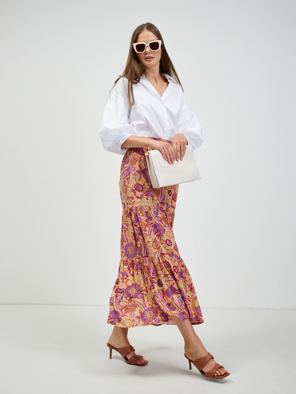 Orsay Oranžno cvetlično maksi krilo z zavezovanjem ORSAY