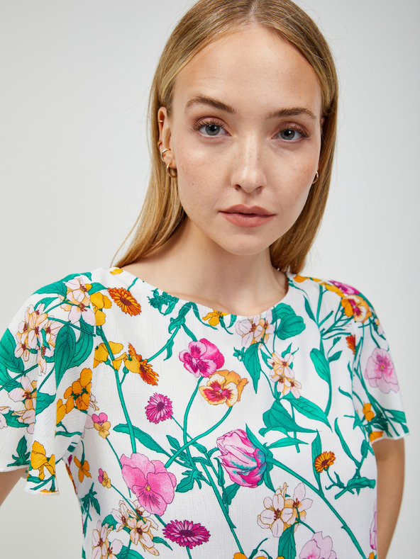 Orsay Zeleno-bela cvetlična bluza z zavezovanjem na hrbtu ORSAY