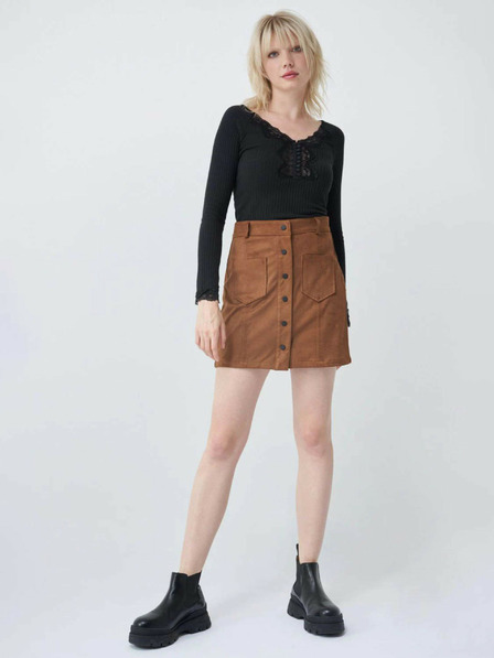 Salsa Jeans Mini krilo iz rjavega semiša Salsa Jeans