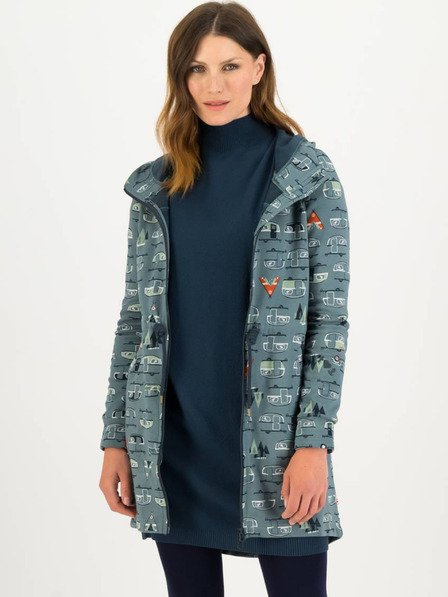 Blutsgeschwister Modra vzorčasta parka s kapuco Blutsgeschwister Cosyshell s kapuco