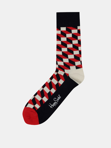 Happy Socks Črno-rdeče vzorčaste nogavice Happy Socks Polnjene optične nogavice
