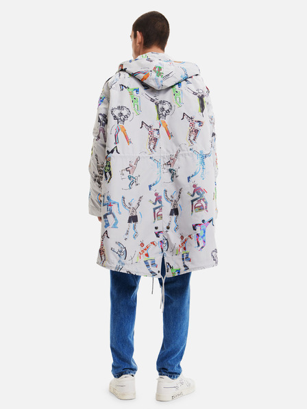 Desigual Svetlo siva moška parka Desigual Fele z vzorcem in odstranljivo podlogo