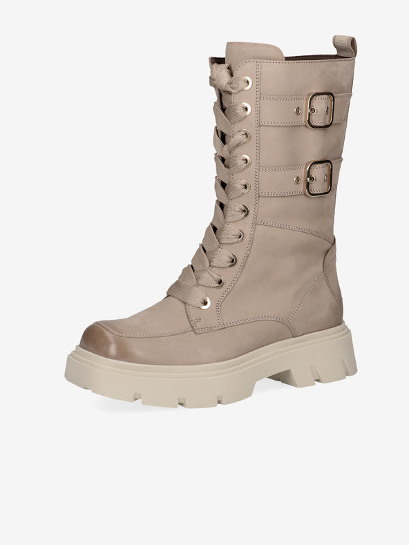 Caprice Bež ženski izolirani usnjeni škornji Caprice