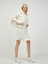 Pieces Kremna perforirana obleka z zavezovanjem v pasu Pieces Life