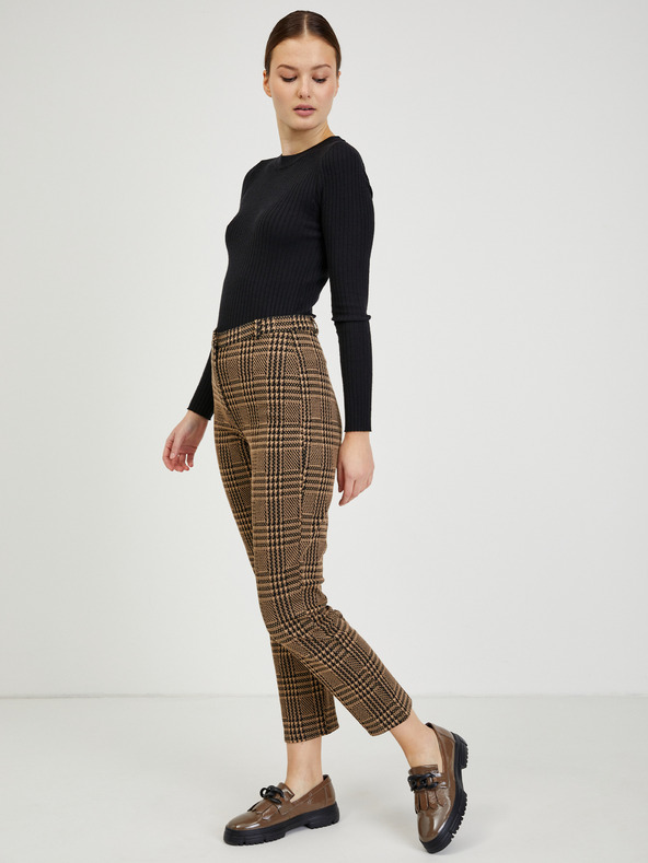 Orsay Rjave ženske skrajšane kariraste hlače ORSAY