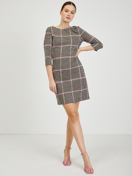 Orsay Roza in črna ženska karirasta obleka ORSAY