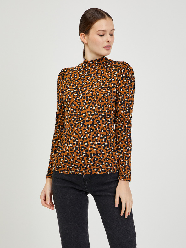 Orsay Rjava ženska vzorčasta majica ORSAY Paisy