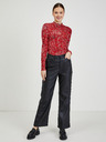 Orsay Rdeča ženska vzorčasta majica z dolgimi rokavi ORSAY Paisy