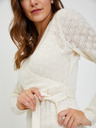 Orsay Krem ženska perforirana puloverska obleka z zavezovanjem ORSAY