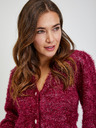 Orsay Vinsko rdeč ženski kardigan s kovinskimi vlakni ORSAY